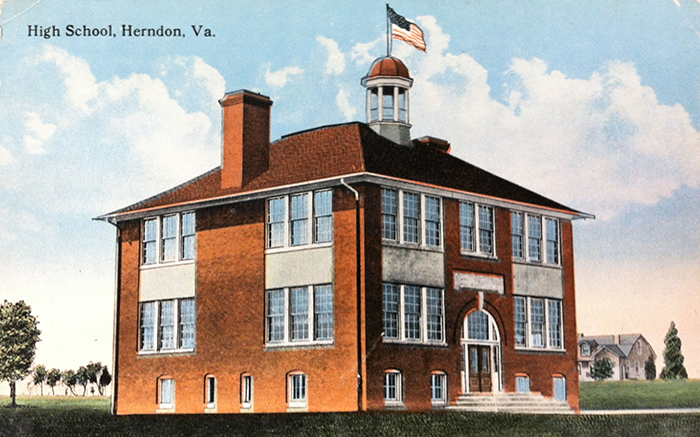 Postcard, circa 1920, showing the front exterior of the Herndon School.