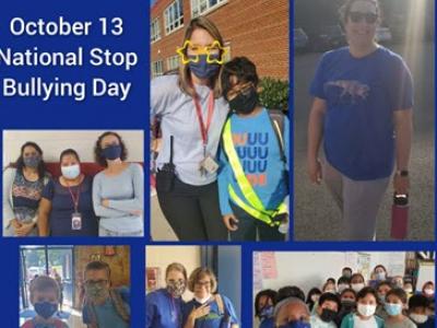 Staff and students wore blue in honor of National Stop Bullying Day.