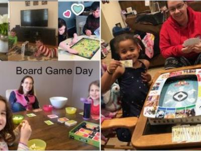 Families playing board games