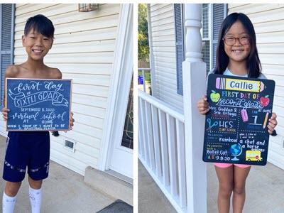 HES siblings are ready for their "virtual" first day of school.