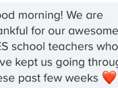 This note of thanks was tweeted by one of our parents.
