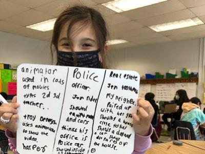 This 3rd grade student has taken note about what she's learned at Career Day.